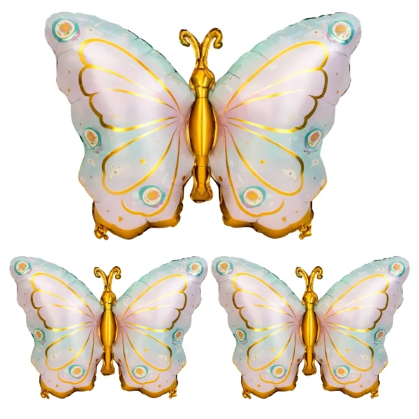 GIFTELLA Colorful Butterfly Foil Balloons, Elegant Butterfly Set of 3