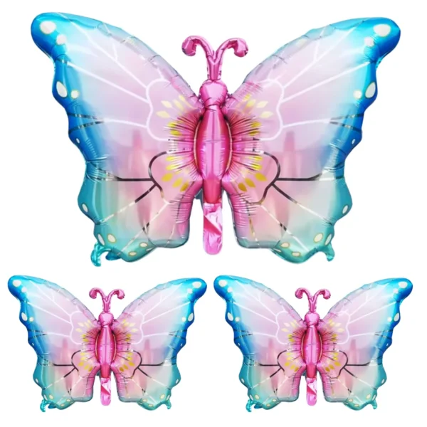GIFTELLA Colorful Butterfly Foil Balloons, Elegant Butterfly Set of 3