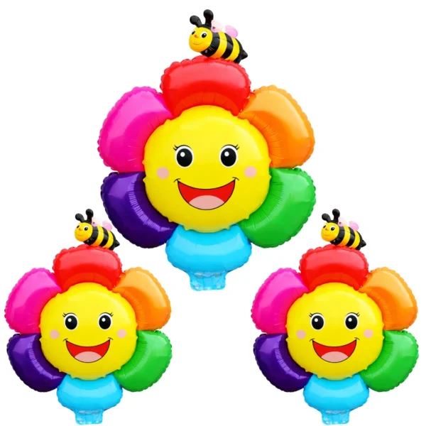 GIFTELLA 3 pc Colorful Flower Balloon with Bee, Birthday Decor