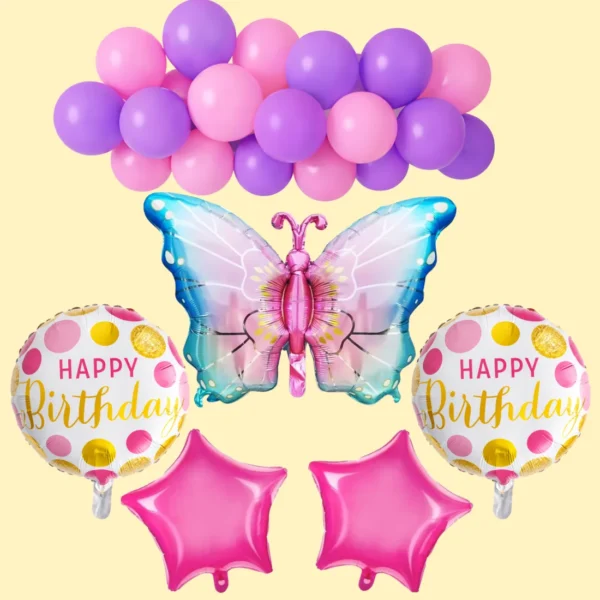 GIFTELLA Butterfly Birthday Decor Kit 25pc | Decoration Kit