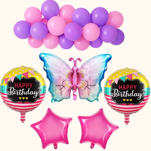 GIFTELLA Butterfly Birthday Decor Kit 25pc | Decoration Kit