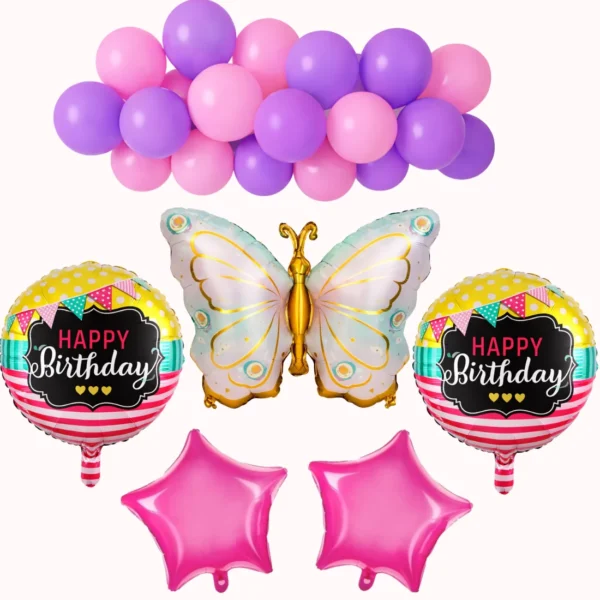 GIFTELLA Butterfly Birthday Decor Kit 25pc | Decoration Kit