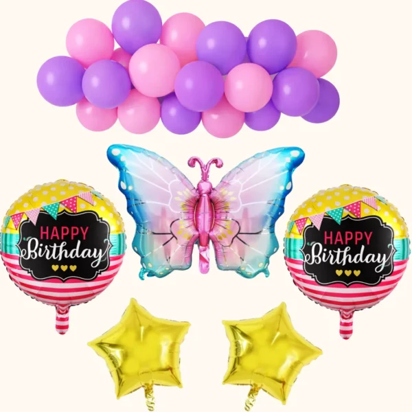 GIFTELLA Butterfly Birthday Decor Kit 25pc | Decoration Kit