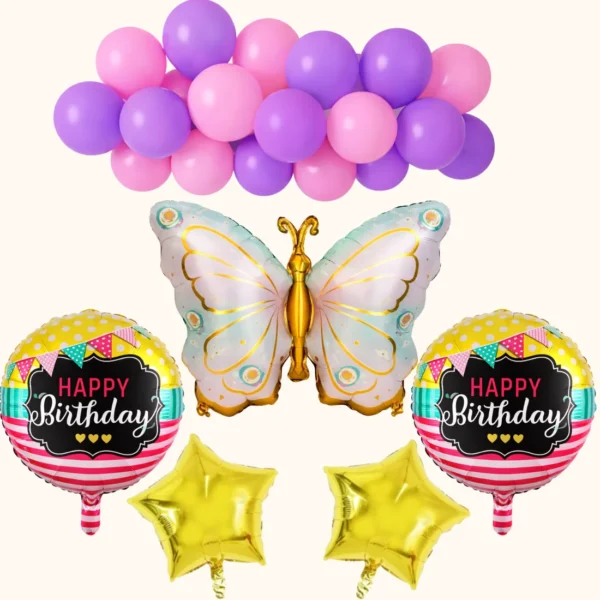 GIFTELLA Butterfly Birthday Decor Kit 25pc | Decoration Kit