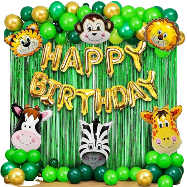 GIFTELLA Jungle Safari Birthday Balloon Decoration Kit (61 pc)