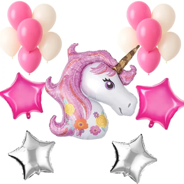 GIFTELLA Unicorn Decoration kit with star foil and latex (17 pc)