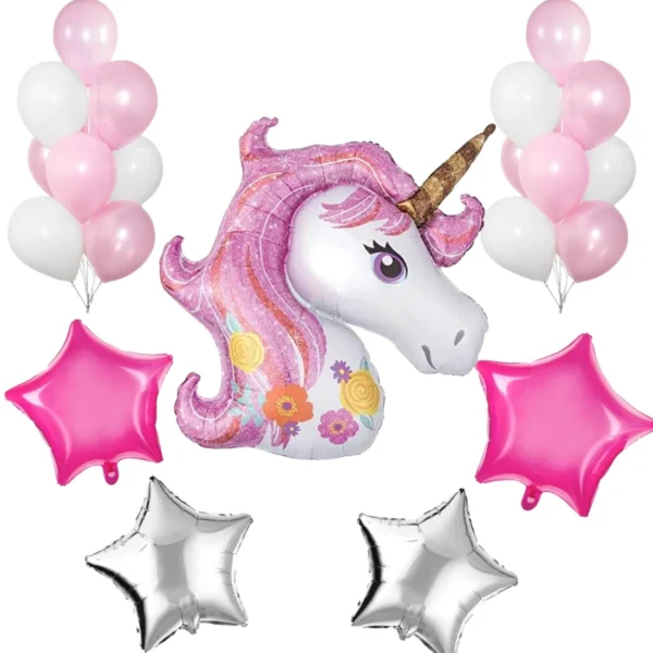 GIFTELLA Unicorn Decoration kit with star foil and balloons (17 pc)