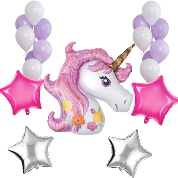 GIFTELLA Unicorn Decoration kit with star foil and balloons (17 pc)