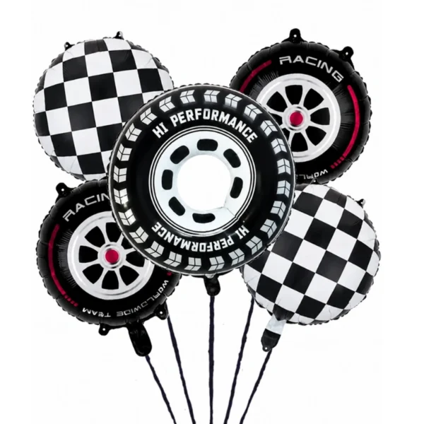 Race Car Tyre & Checkered Flag Foil Balloon Bouquet
