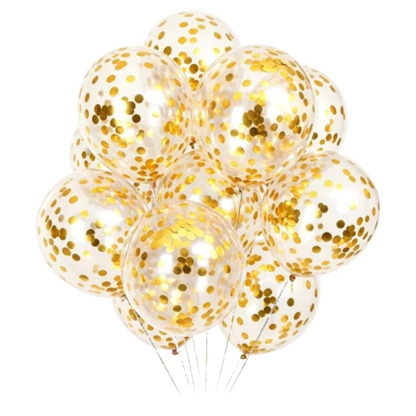 Giftella Gold Confetti Balloons 12 Inch (15 pc) | Decoration Items