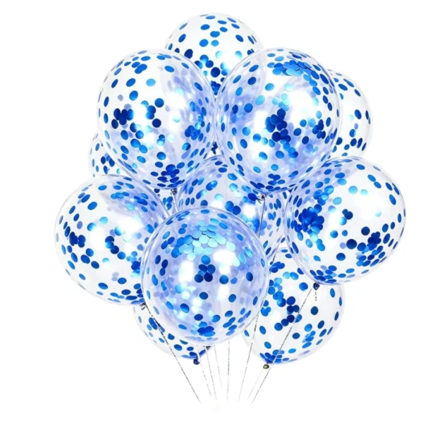 Giftella Blue Confetti Balloons 15 pc | Transparent Party Balloons
