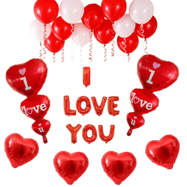 I Love You Decoration Set with Heart Foil for Romantic Surprise