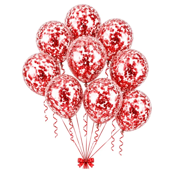 Giftella Red Confetti Balloons 15 pc | Transparent Party Balloons