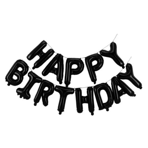 Black Happy Birthday Foil Balloon Banner for Birthday Party