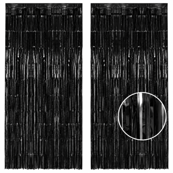 2 Pc Black Foil Fringe Curtain for Birthday Party Decoration