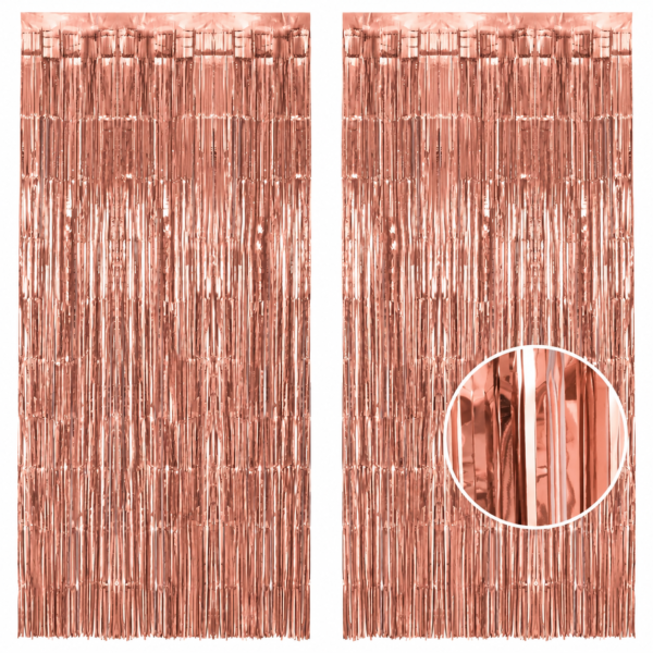 2 Pc Rose Gold Foil Fringe Curtain for Birthday Party Decoration
